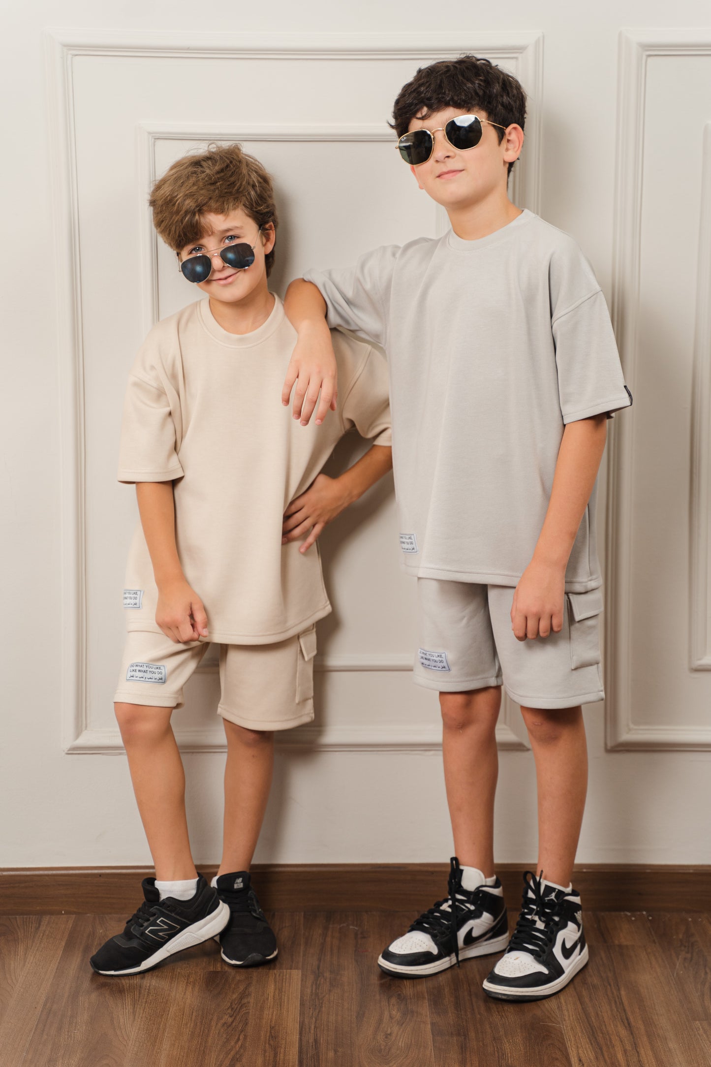 Kids Jersy Shorts Set l Beige