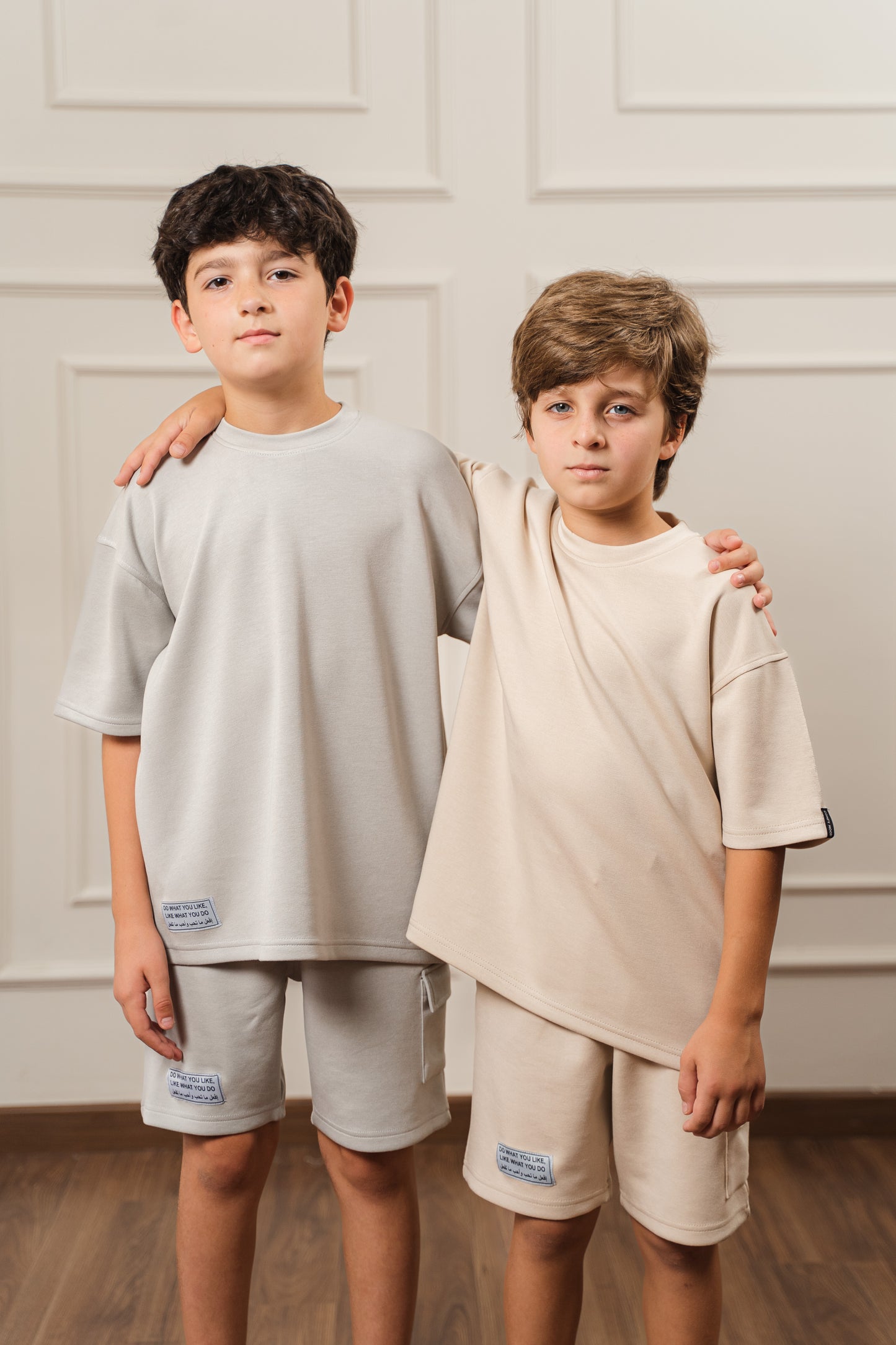 Kids Jersy Shorts Set l Beige