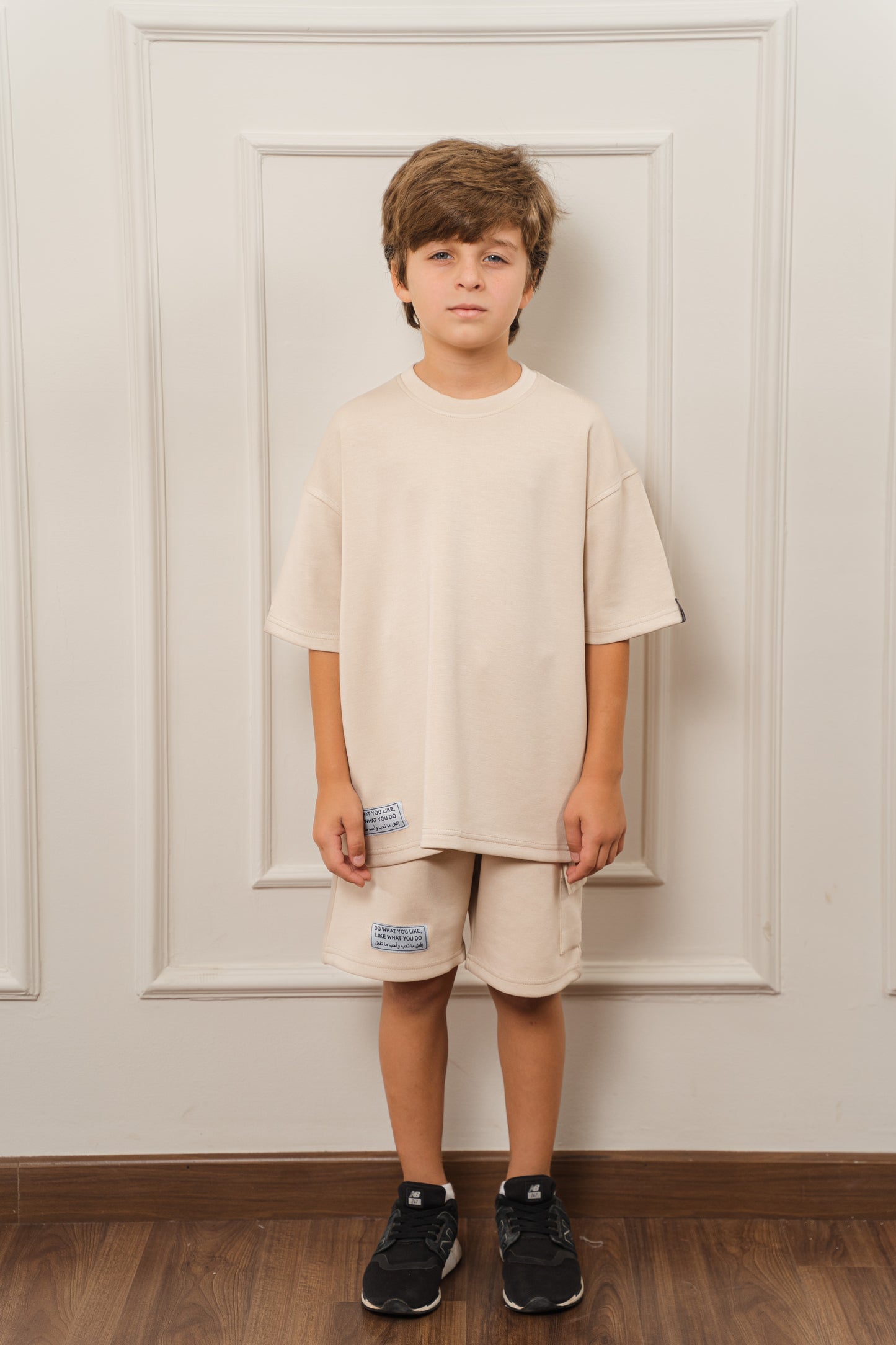 Kids Jersy Shorts Set l Beige