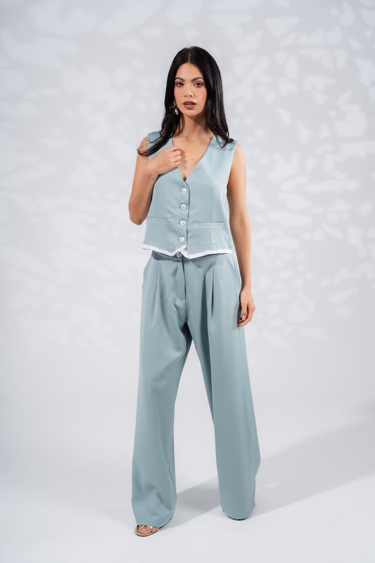 Vest and Trousers Set| Mint Green