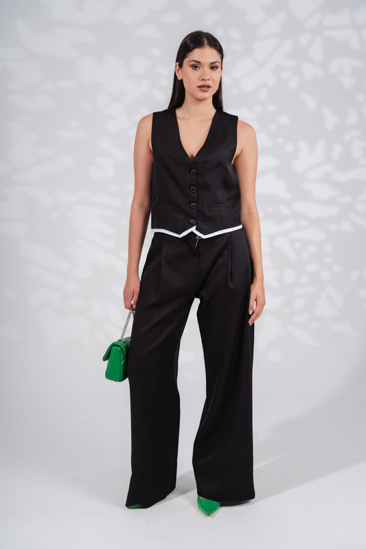Vest and Trousers Set| Black