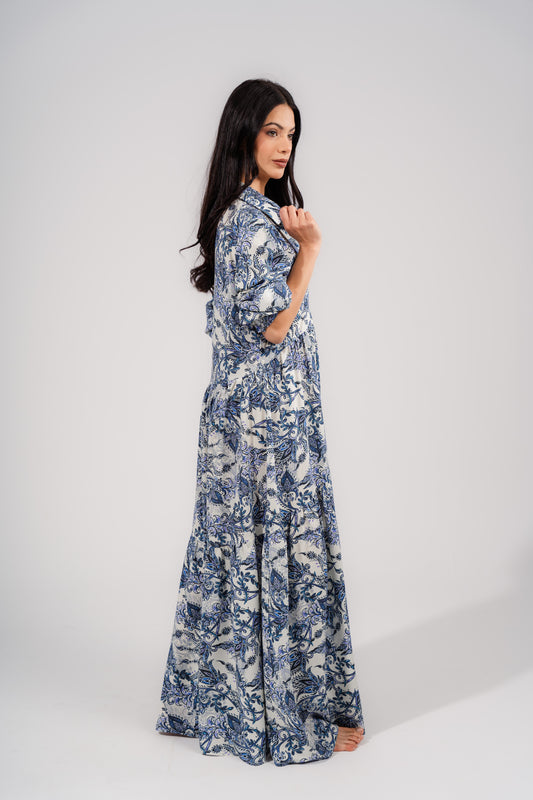 Printed Long Dress | Blue