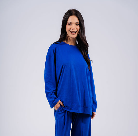 Long Sleeved Top In Blue