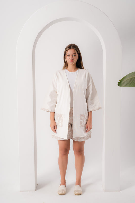 Printed Linen Set| Beige