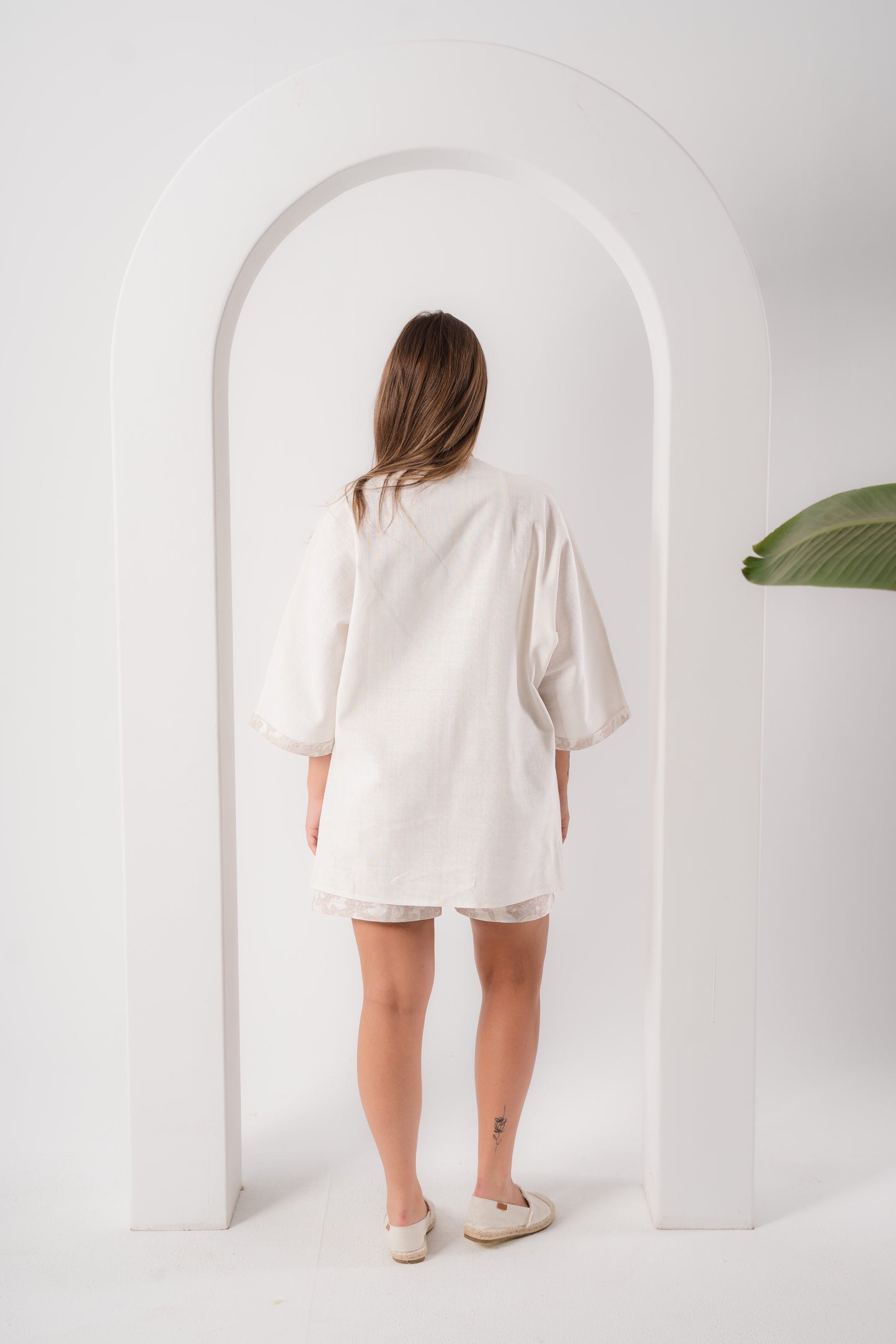 Printed Linen Set| Beige