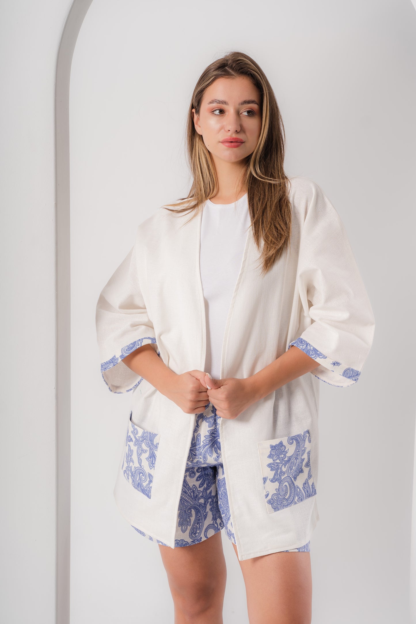 Printed Linen Set| Blue