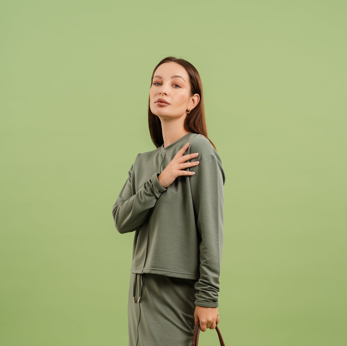 Every Day Long Sleeved Top In Olive