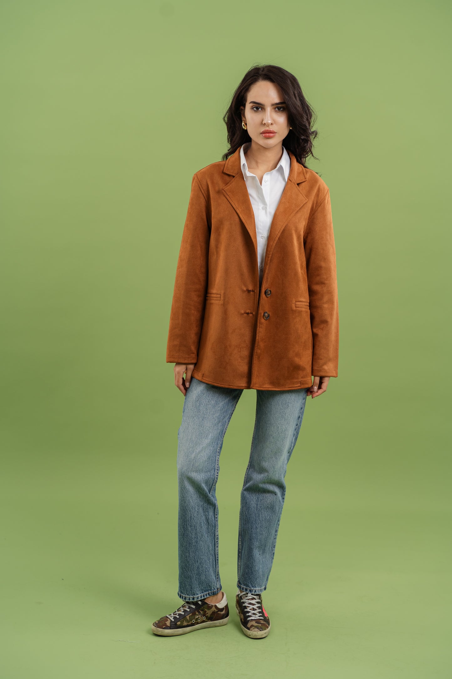 Suede Blazer In Camel
