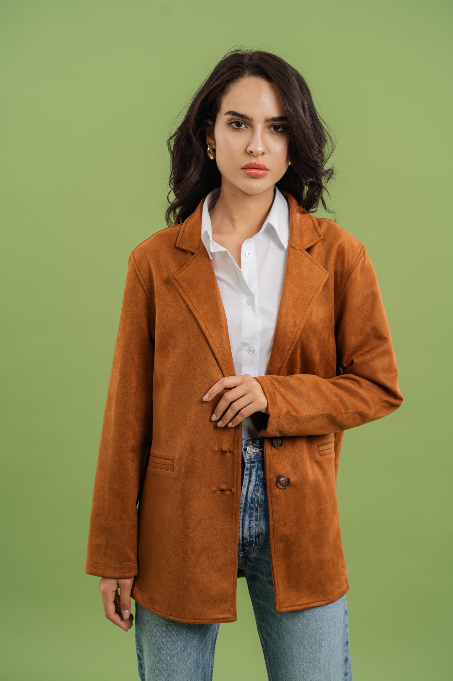 Suede Blazer In Camel