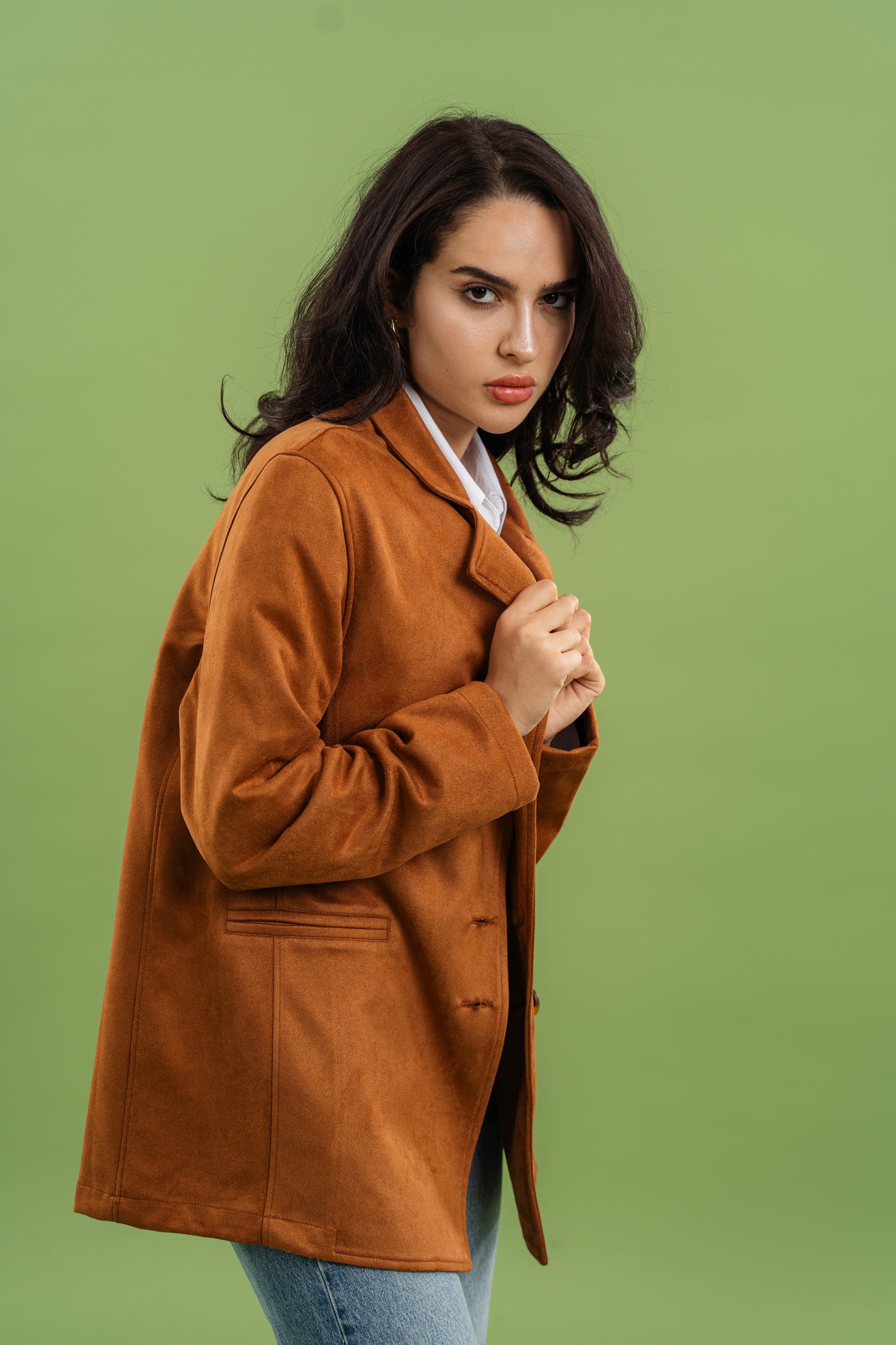 Suede Blazer In Camel