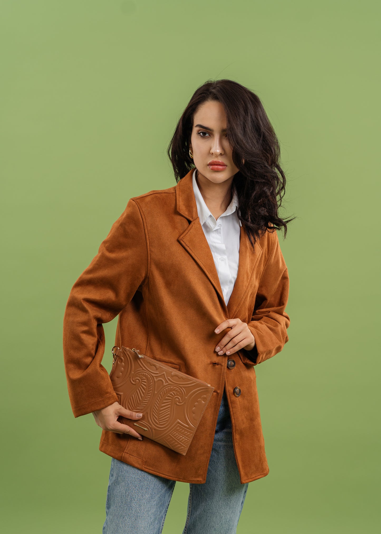 Suede Blazer In Camel