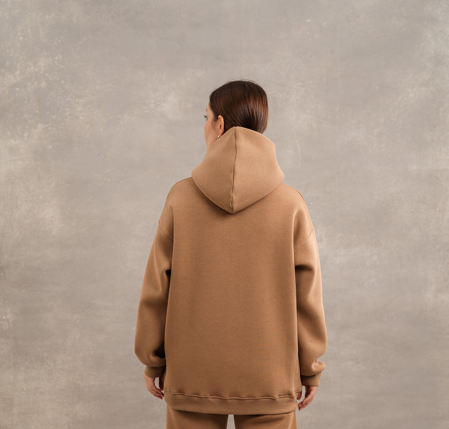 Basic Fleece Hoodie In Light Brown