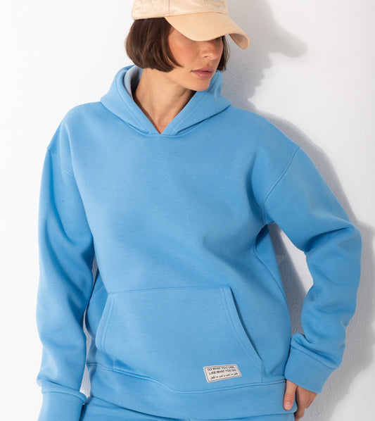 Melton Hoodie In Blue