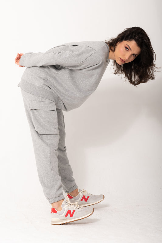 Back Slit Set In Gray/ Heavy Cotton