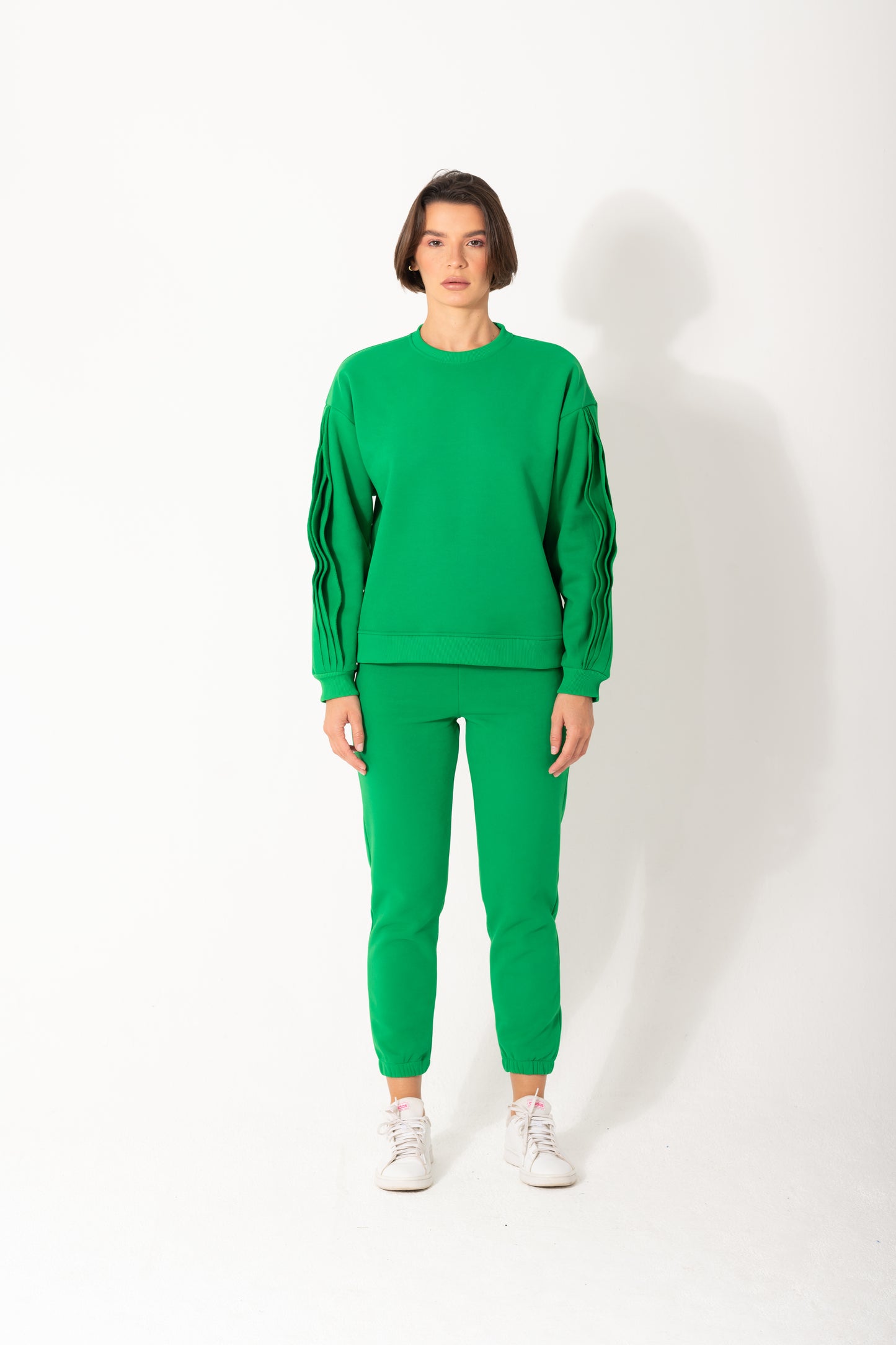 Ruffled Sleeves Tracksuit In Green