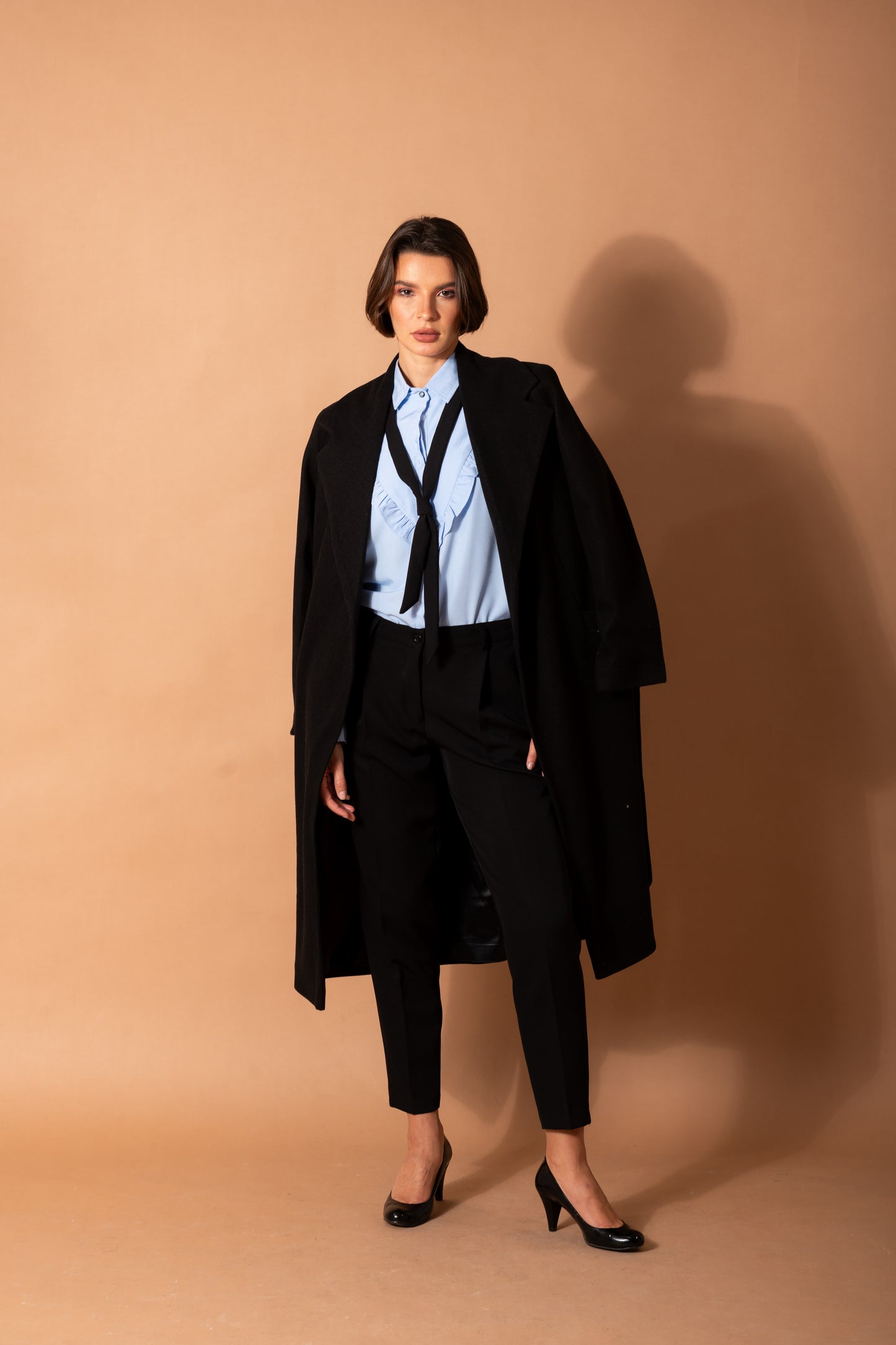 Chuck-on Coat with Patch Pockets In Black