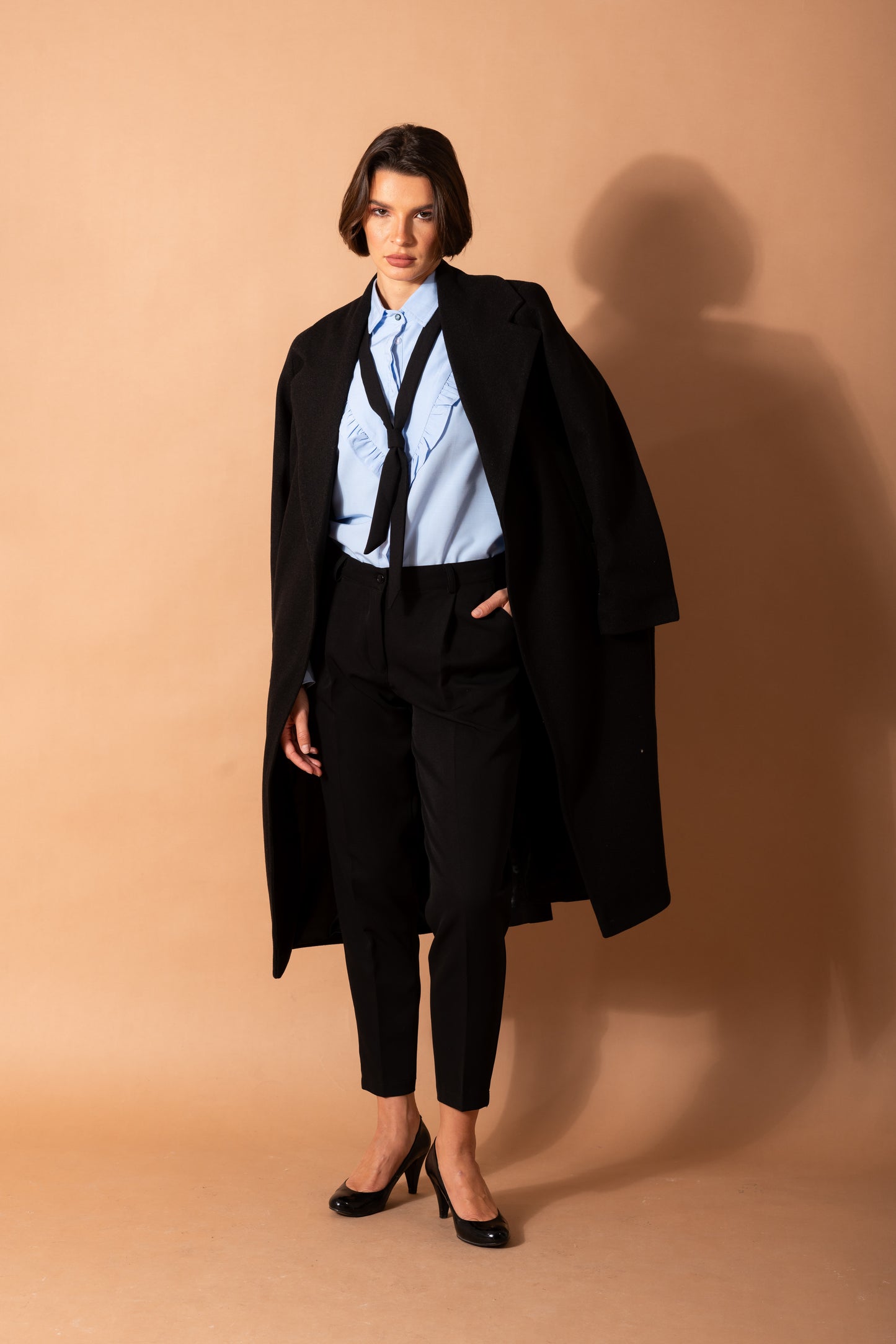 Chuck-on Coat with Patch Pockets In Black