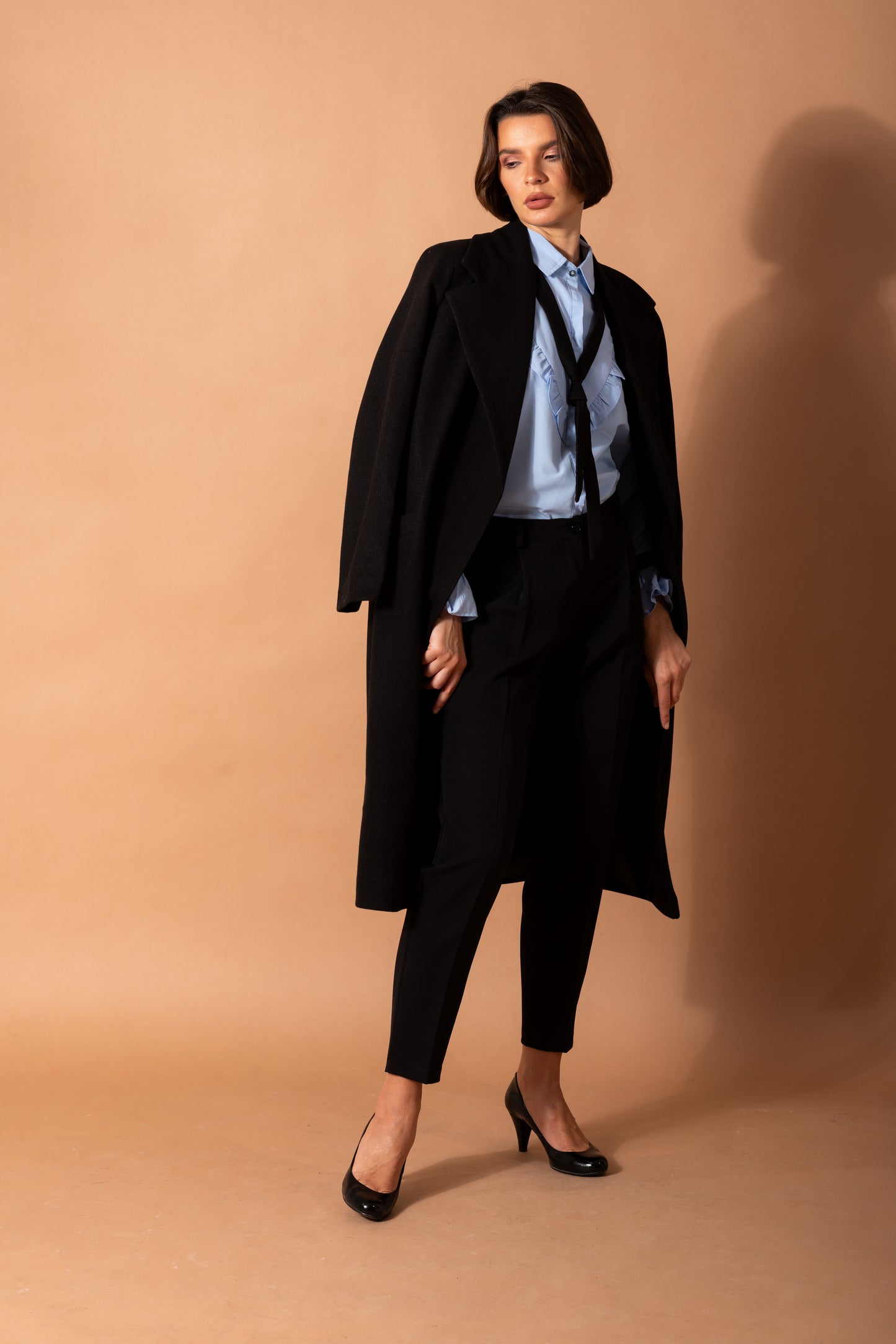 Chuck-on Coat with Patch Pockets In Black