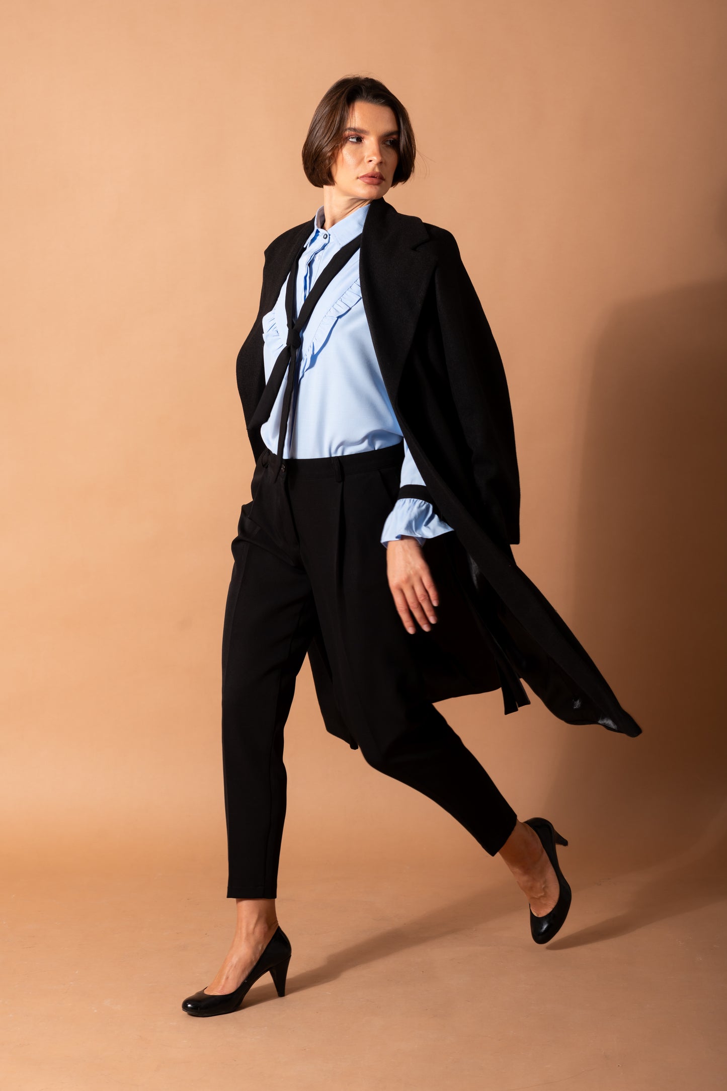 Chuck-on Coat with Patch Pockets In Black