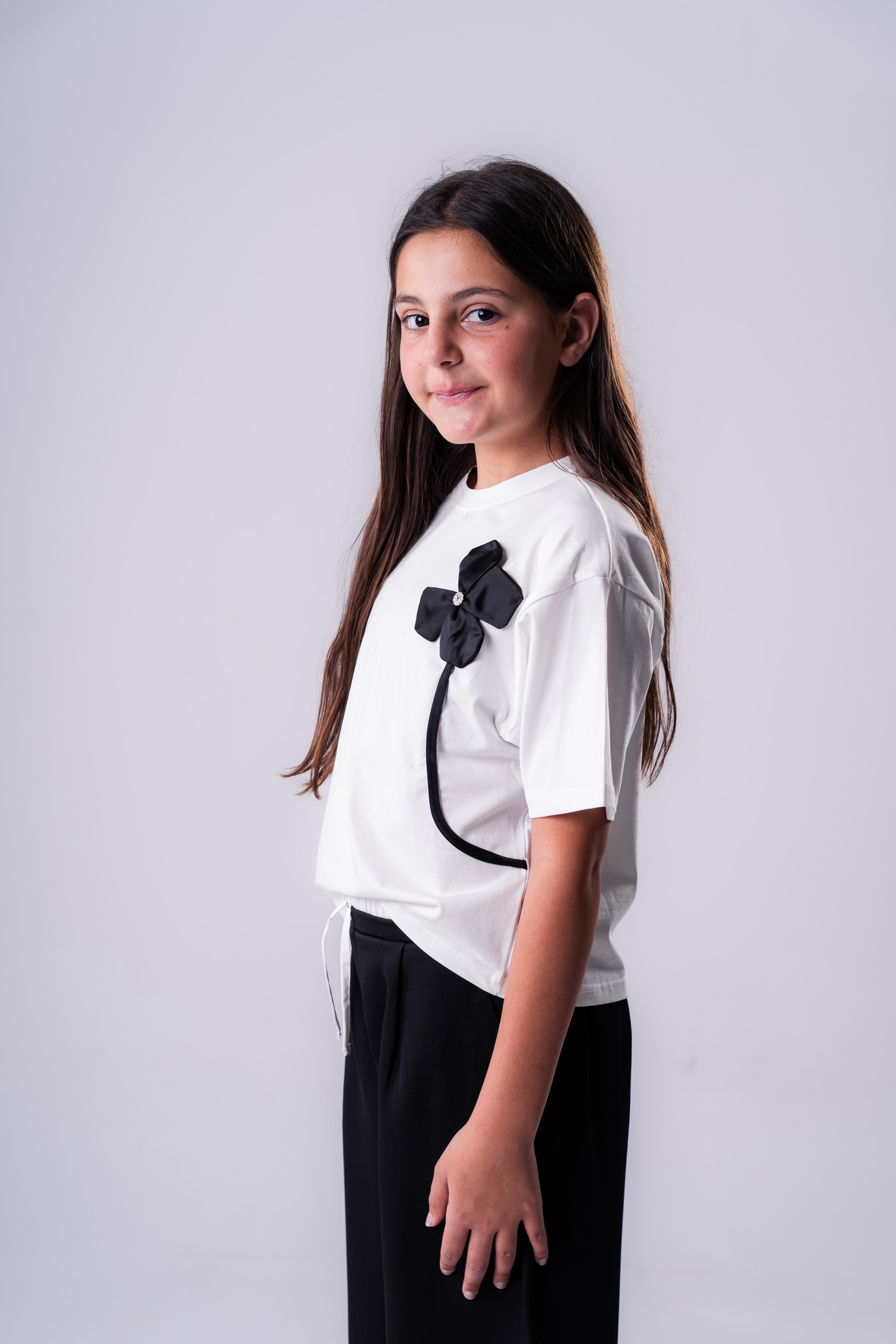 Girls Flowers Shirt |White