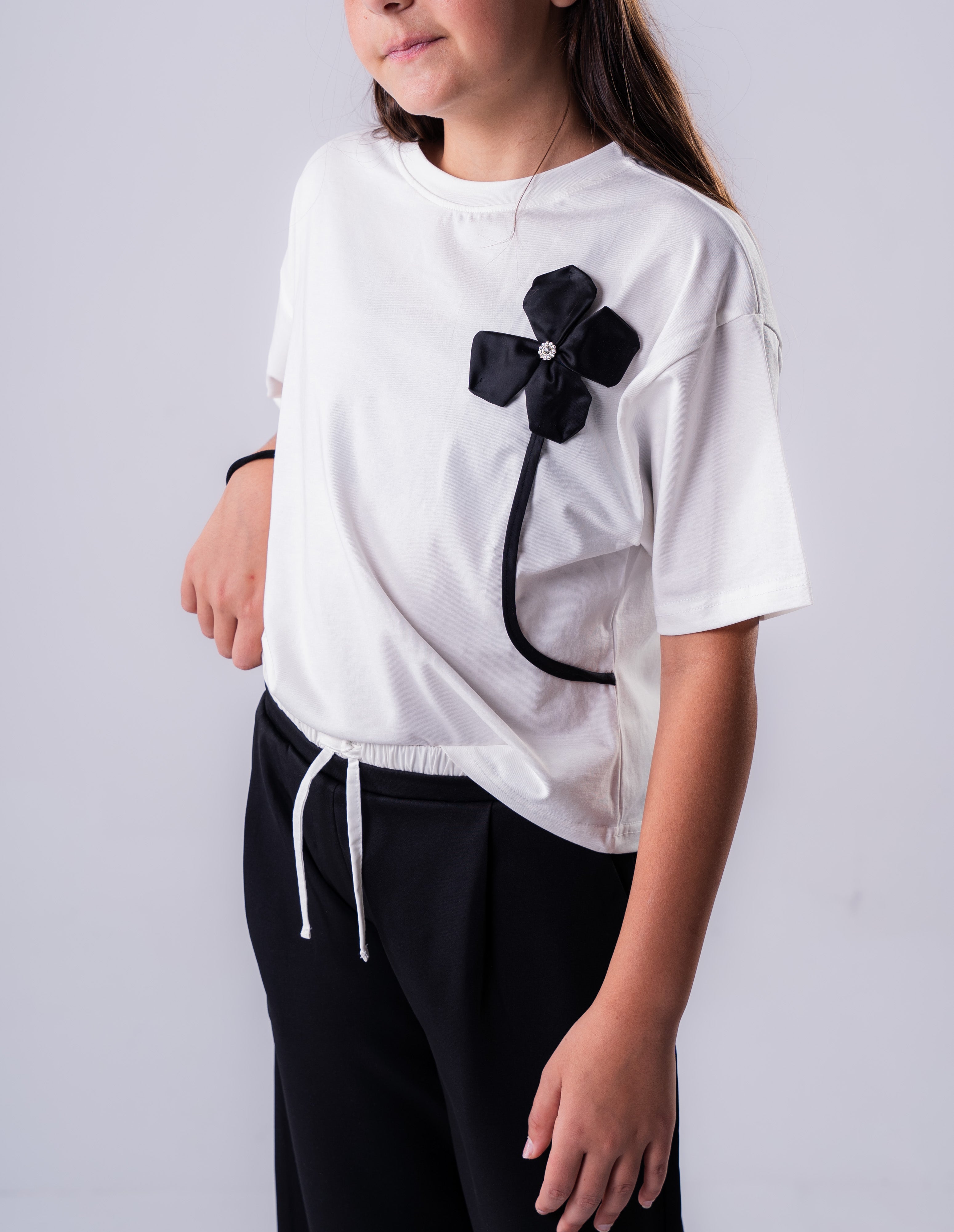 Girls Flowers Shirt |White