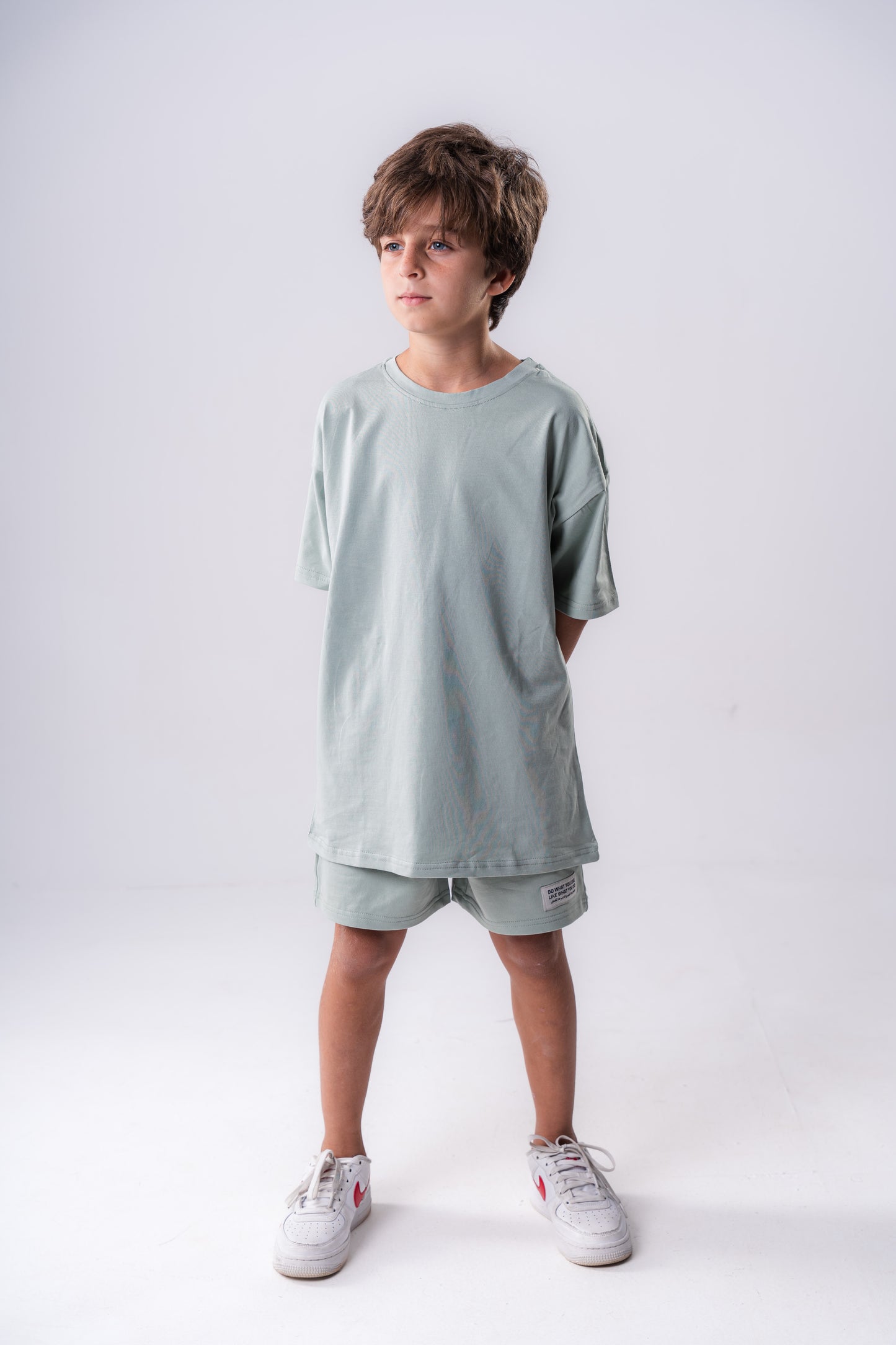 Slogan Short Set|Mint Green