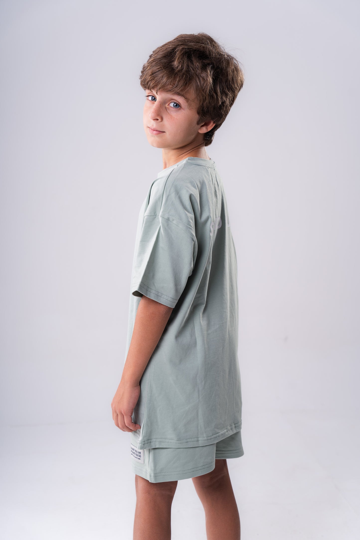 Slogan Short Set|Mint Green