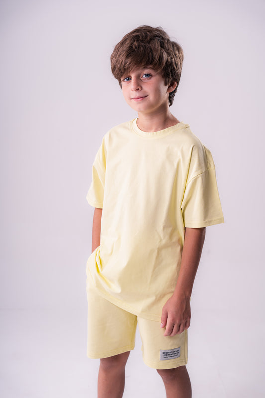 Slogan Short Set|Yellow