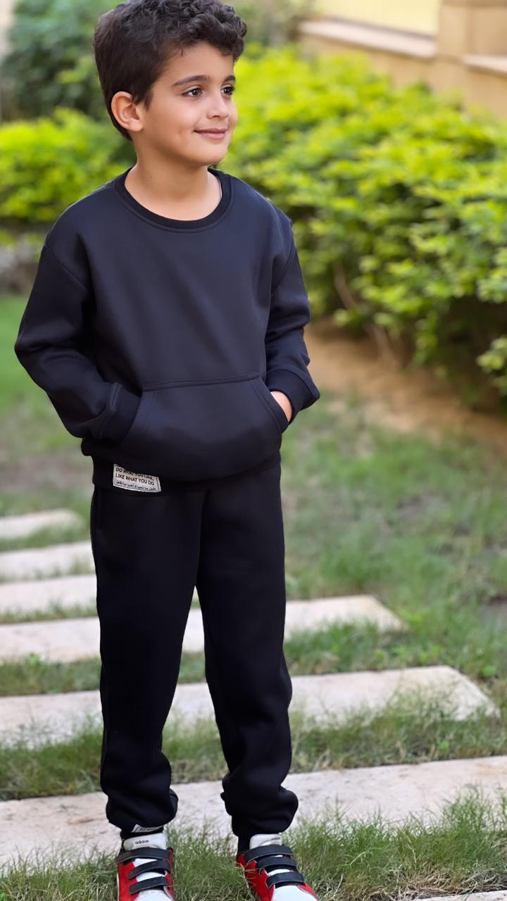Fleece Sweatshirt Set In Black