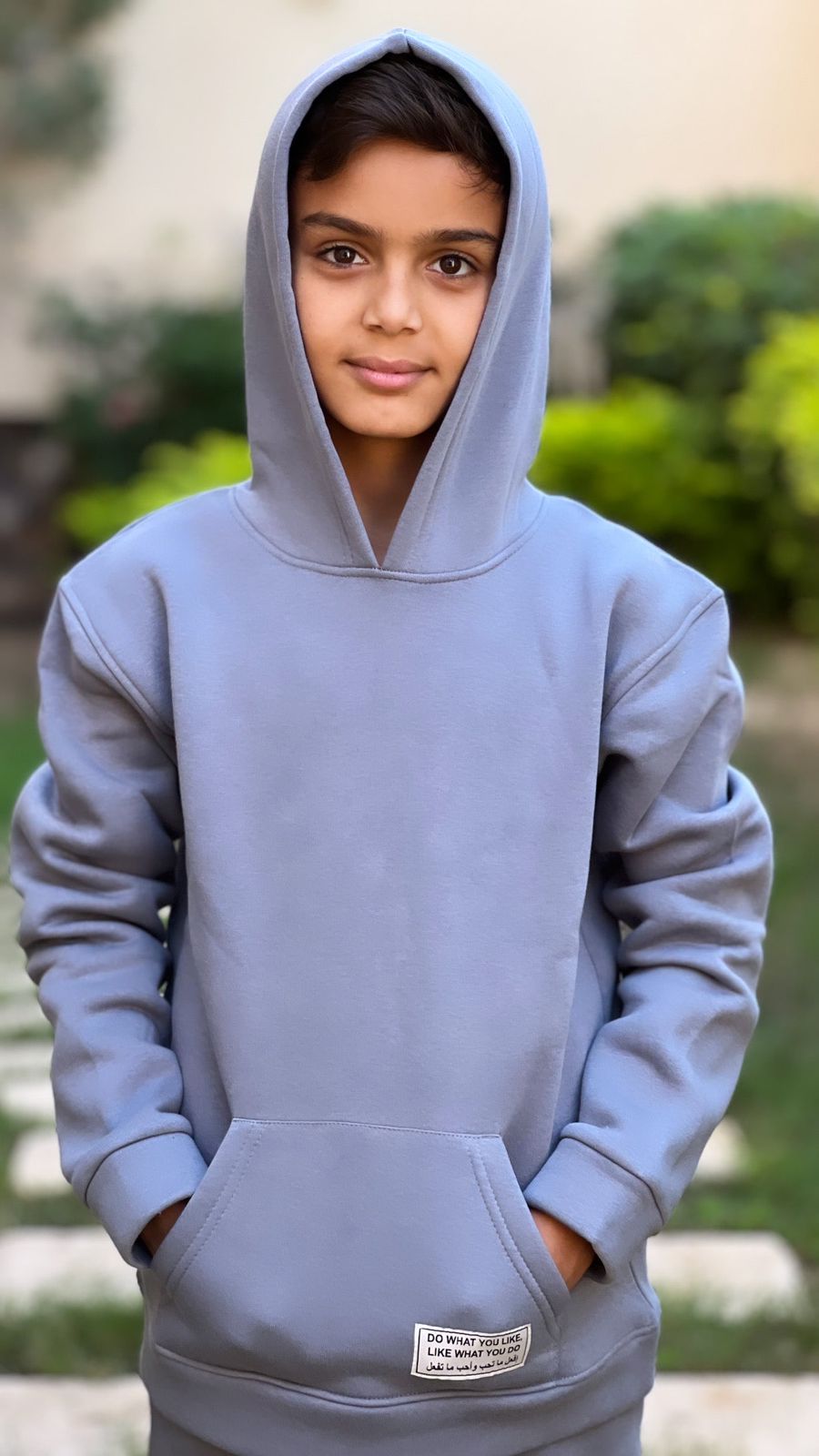 Basic Hoodie In Gray For Kids