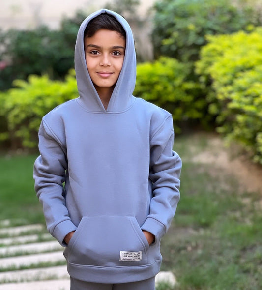 Basic Hoodie In Gray For Kids