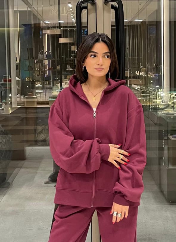 Fleece Jacket In Burgundy