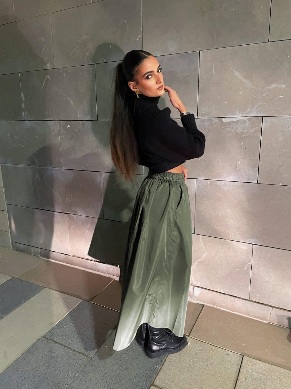 Water Repellent Skirt In Olive