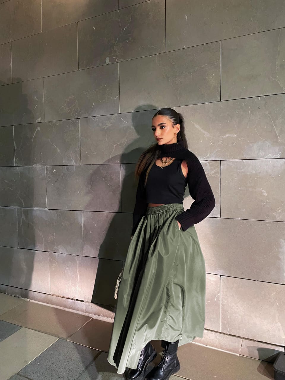 Water Repellent Skirt In Olive