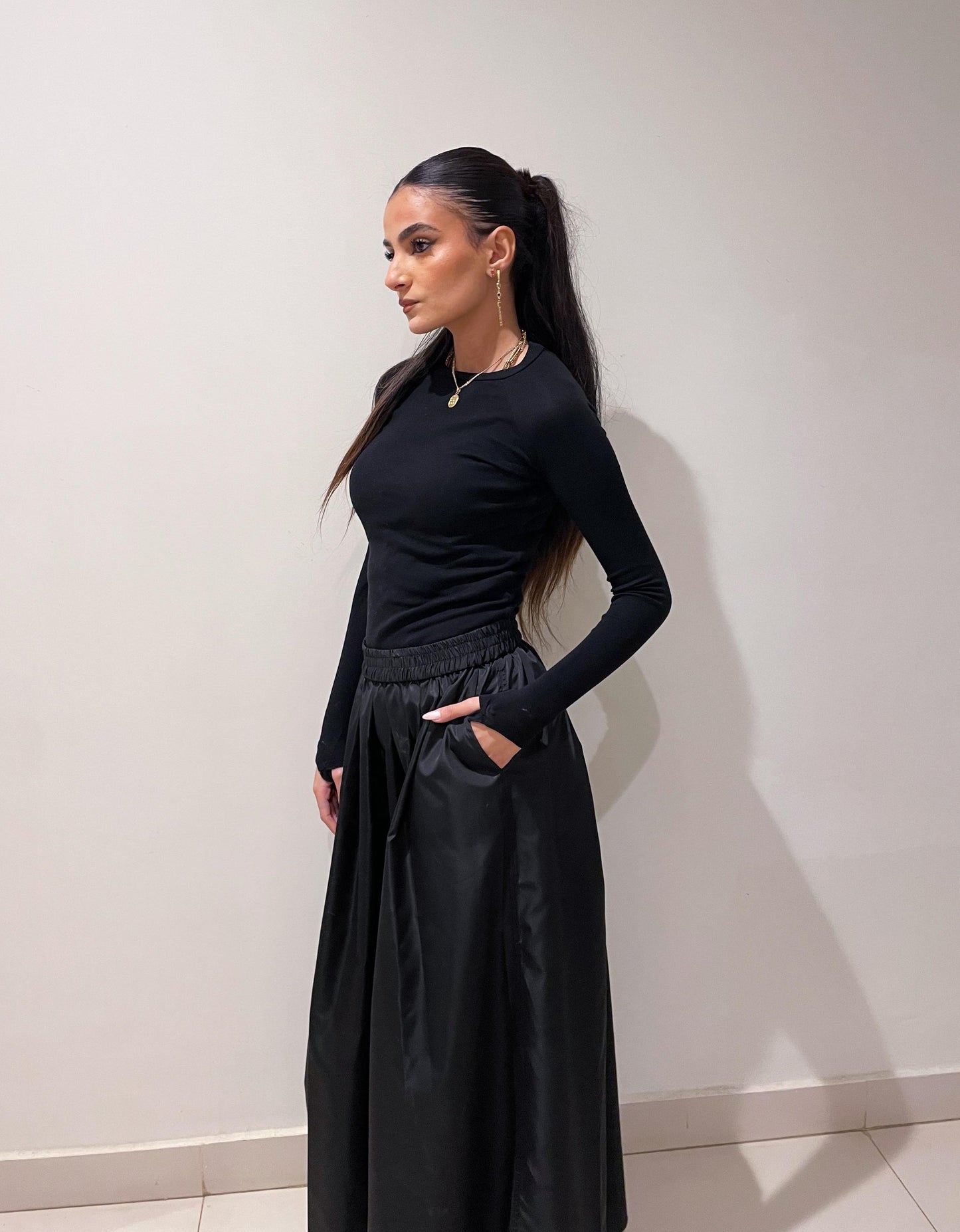 Water Repellent Skirt In Black