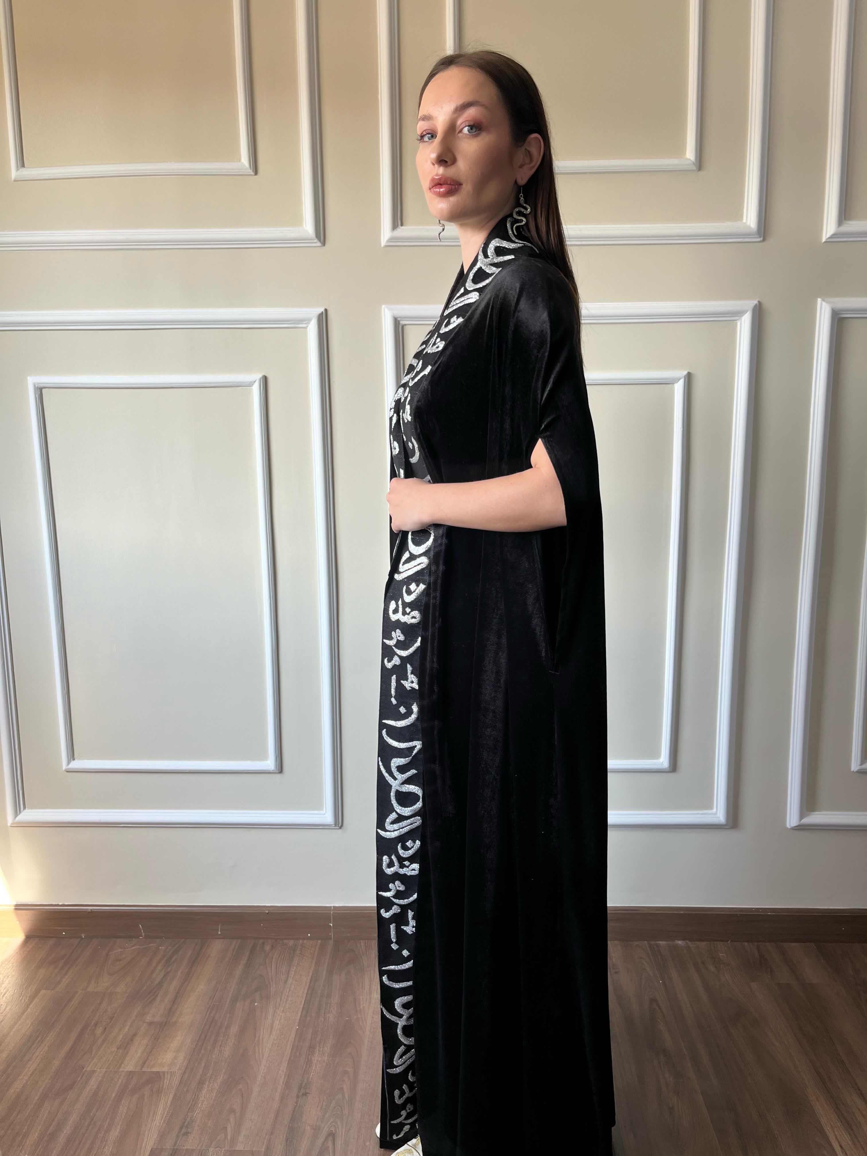 Arabic Calligraphy Velvet Abaya