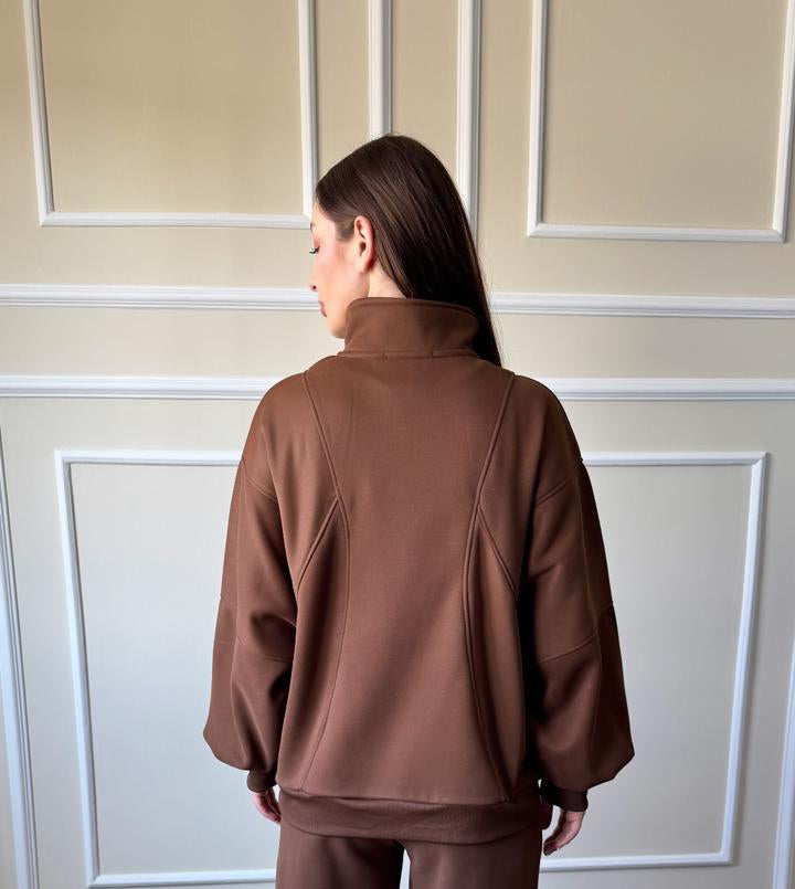 Soft Bomber Hooded Jacket In Light Brown
