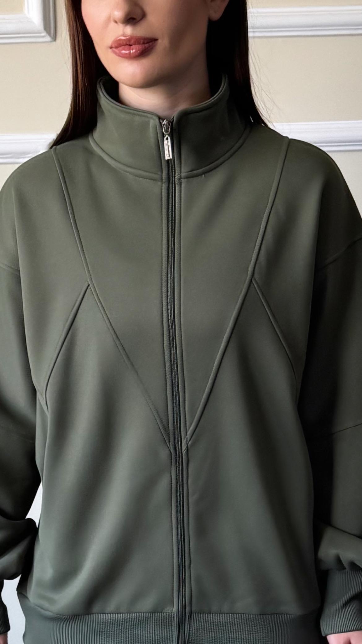 Soft Bomber Hooded Jacket In Olive