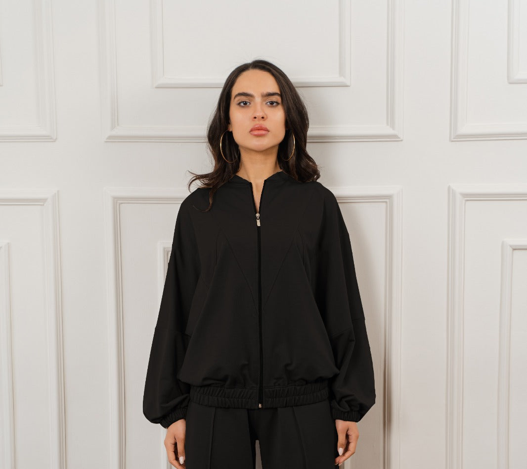 Summer Soft Bomber Jacket In Black