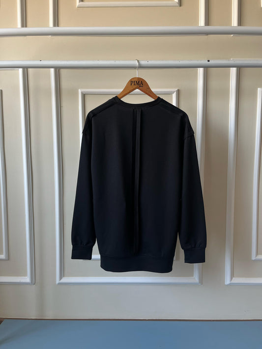 Raw Edge SweatShirt In BLack