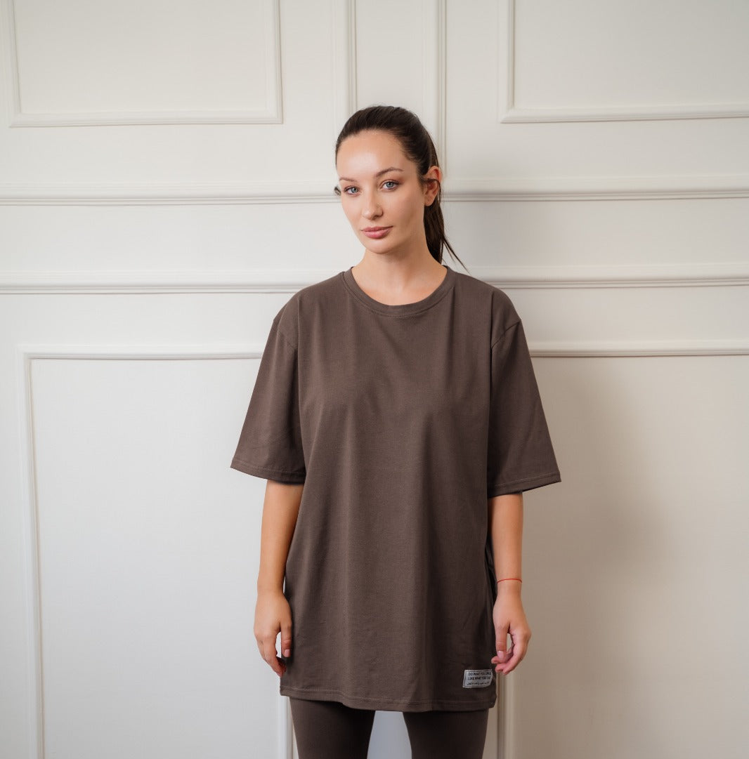 Cotton T-Shirt With Patch |Dark Brown
