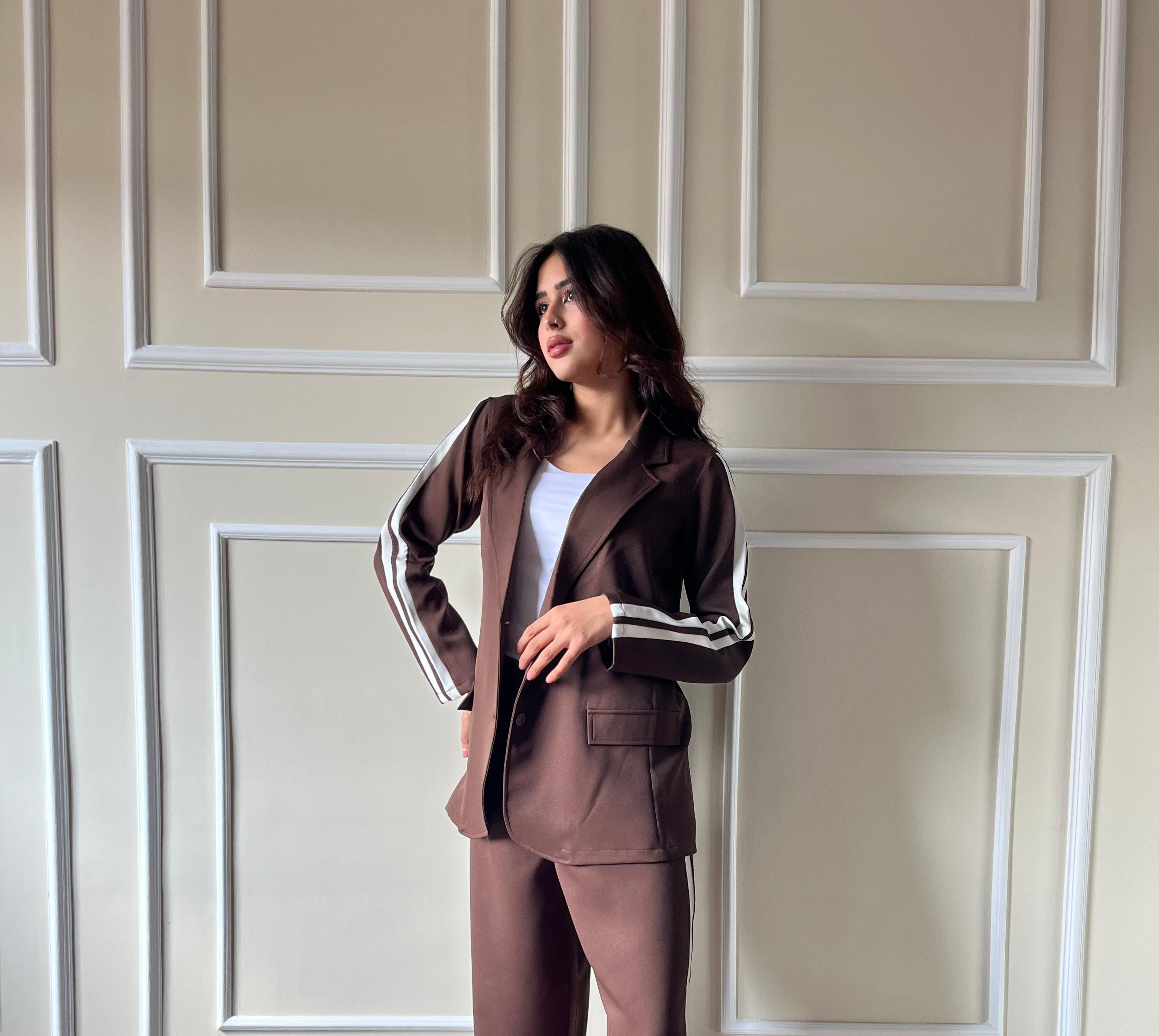 Side Strip Blazer| Brown