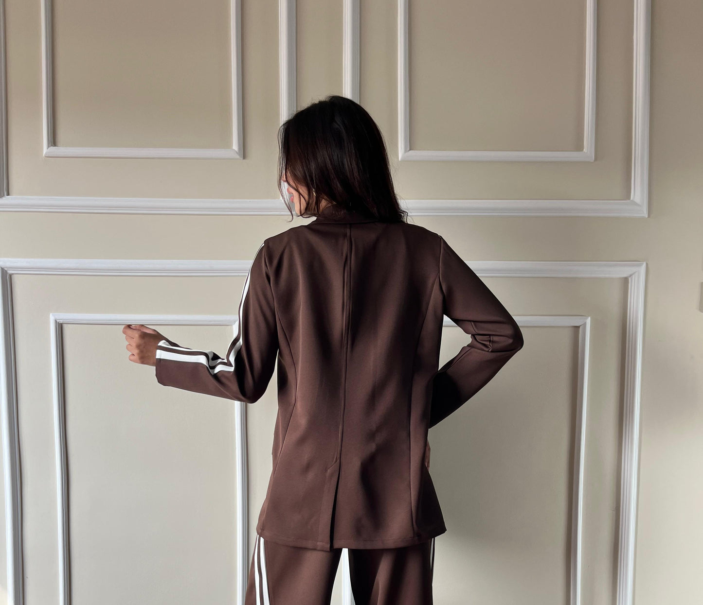Side Strrip Blazer| Brown