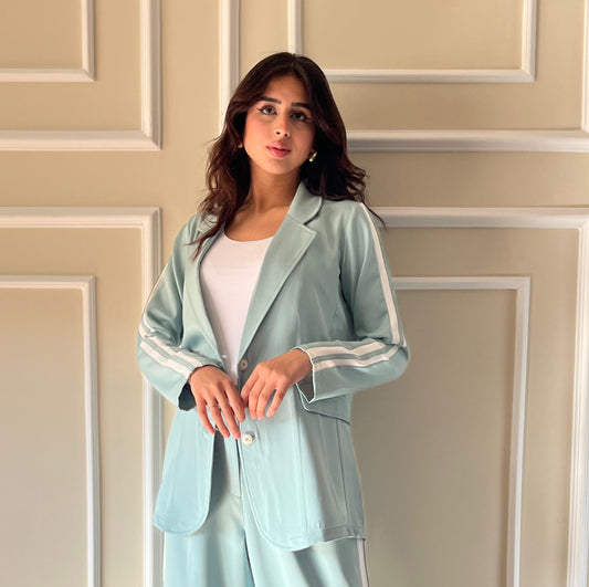Side Strrip Blazer| Mint Green