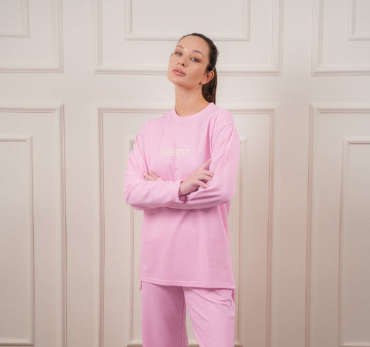 Long Sleeved T-Shirt In Cotton |Baby PinK