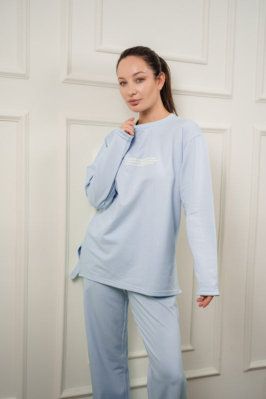 Cotton Everyday Pants In Light Blue