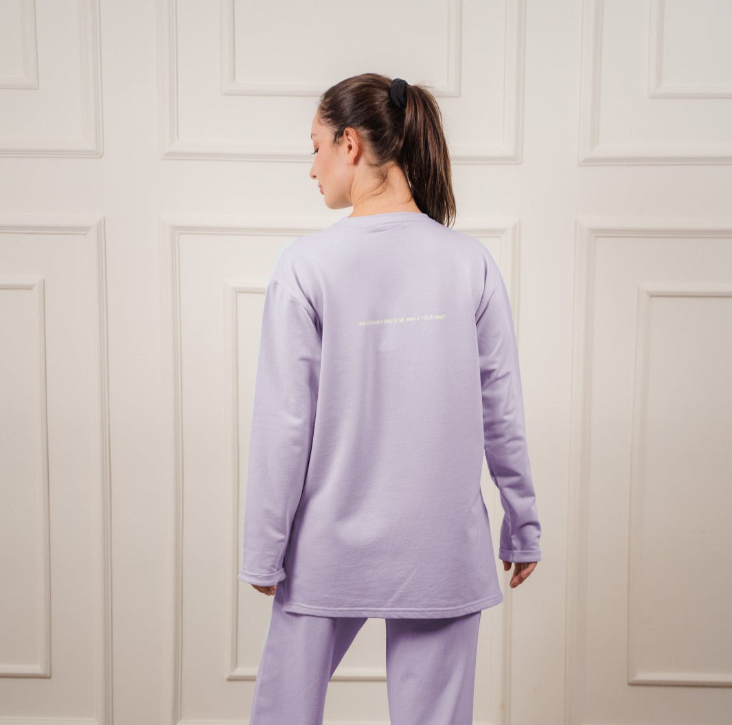 Long Sleeved T-Shirt In Cotton |Light Purple
