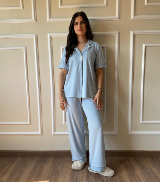 Classic Botton Pajama  | Baby Blue