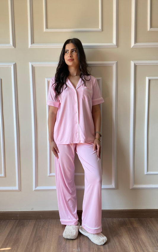 Classic Botton Pajama  | Pink