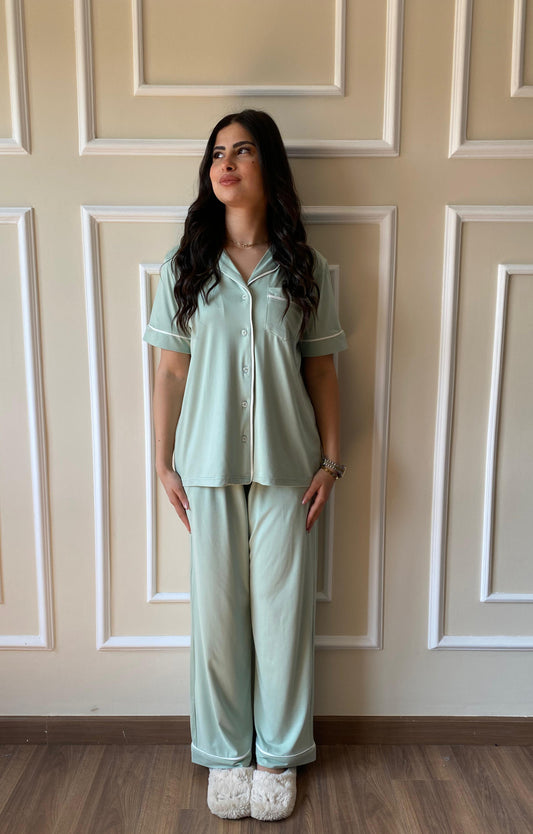 Classic Botton Pajama  | Mint- Green